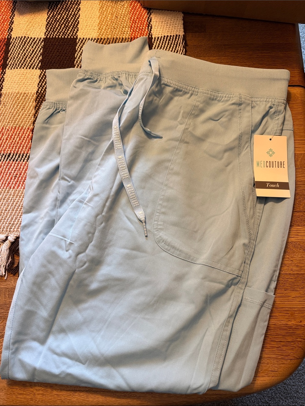 Med Couture Light Blue Drawstring Jogger Scrub Pants